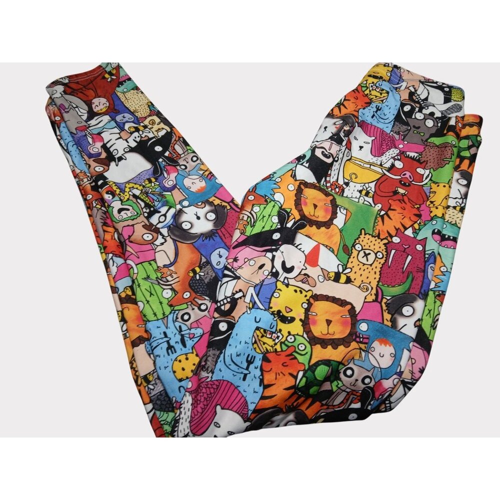 Katie Abey All Over Cat Cartoon Animal Print Leggings XS Weird Wonderful Monster
